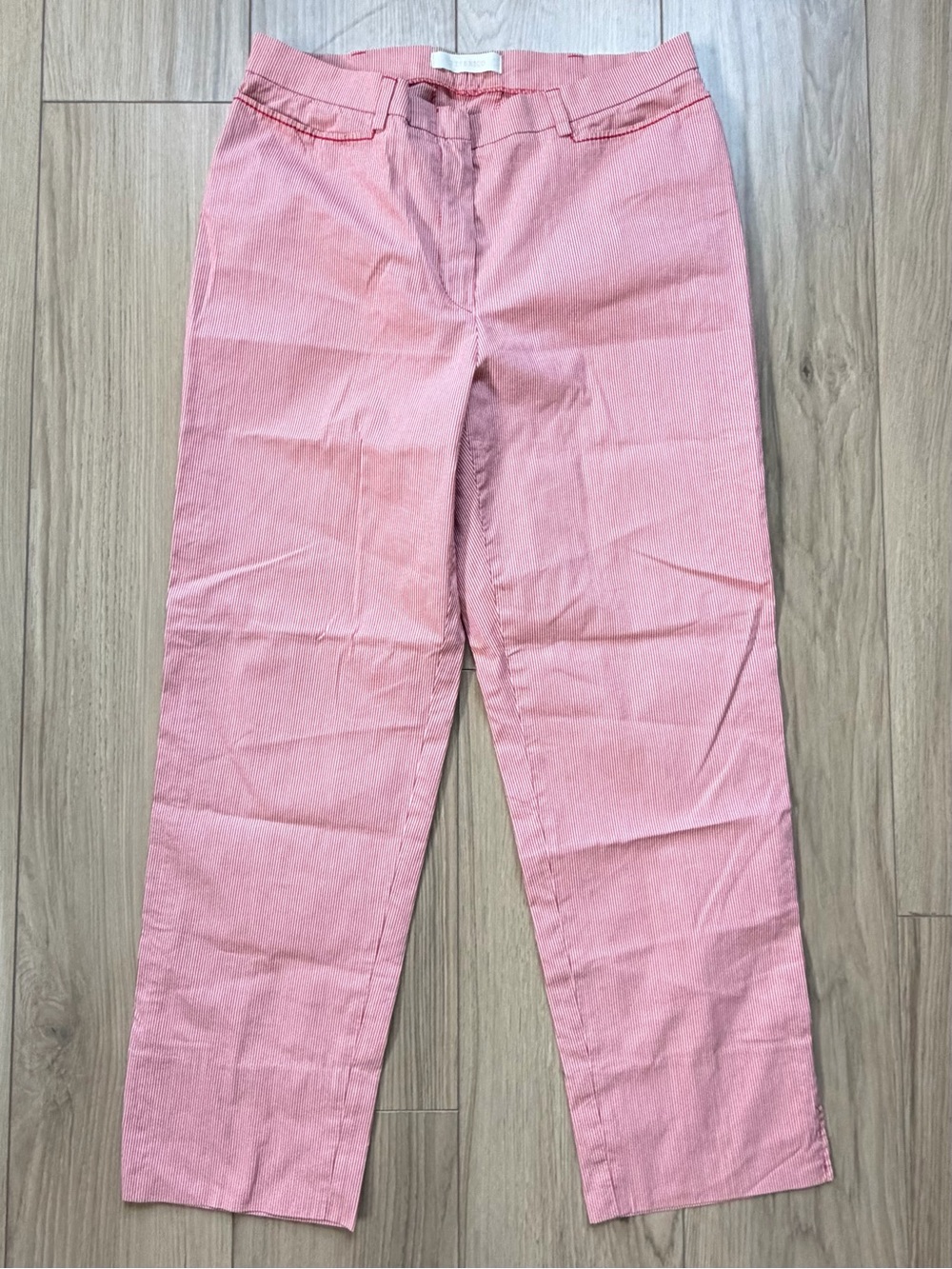 Peserico Red White stripe Luxury Handmade Italy Tailored Capri EU 42